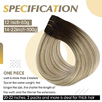 Full Shine Sew In Hair Extensions Real Human Hair 18 Inch Silky Straight Hair Extensions Color Darkest Brown Fading To Ash Blond