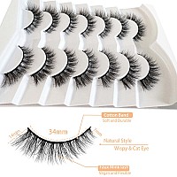 Ninglash Wispy Lashes Strips False Eyelashes Natural Look 14Mm Faux 3D Mink Lashes 7 Pairs Fluffy Cat Eye Lash Pack