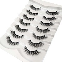 Ninglash Wispy Lashes Strips False Eyelashes Natural Look 14Mm Faux 3D Mink Lashes 7 Pairs Fluffy Cat Eye Lash Pack