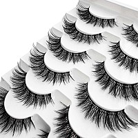 Ninglash Wispy Lashes Strips False Eyelashes Clear Band Natural Look 14Mm Faux 3D Mink Lashes 7 Pairs Fluffy Cat Eye Lash Pack