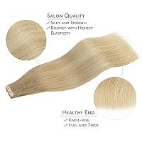 Wennalife Tape In Hair Extensions Human Hair 20Pcs 50G 24 Inch Balayage Dirty Blonde To White Blonde Remy Hair Extensions Strai