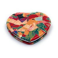 Aeisage Compact Mirror Heart Shape Pocket Mirror Floral Purse Mirror Small Travel Mirror Abstractive Art Print Meaningful Gift F