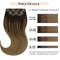 Caliee Clip In Hair Extensions Human Hair 18Inch Color B26 Dark Brown To Chestnut Brown Balayage Clip In Hair Extensions Straig