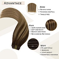 Caliee Clip In Hair Extensions Human Hair 18Inch Color B26 Dark Brown To Chestnut Brown Balayage Clip In Hair Extensions Straig