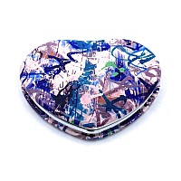 Aeisage Heart Mirror Compact Small Purse Mirror Blue Pocket Mirror Mini Size Travel Mirror For Girls Folding Mirror In Heart Sha