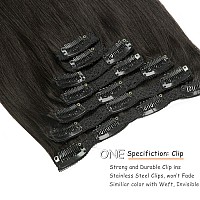 Caliee Clip In Hair Extensions Human Hair Color 1B Natural Black Real Hair Extensions Clip In Human Hair Double Weft Lace Clip I