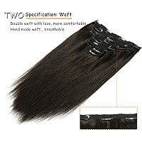 Caliee Clip In Hair Extensions Human Hair Color 1B Natural Black Real Hair Extensions Clip In Human Hair Double Weft Lace Clip I