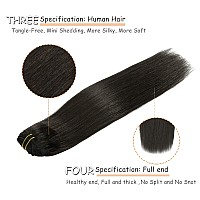 Caliee Clip In Hair Extensions Human Hair Color 1B Natural Black Real Hair Extensions Clip In Human Hair Double Weft Lace Clip I