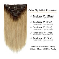 Caliee Clip In Hair Extensions Real Human Hair Color R418 Chocolate Brown Fading To Dirty Blonde Hair Extensions Clip In Human