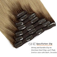 Caliee Clip In Hair Extensions Real Human Hair Color R418 Chocolate Brown Fading To Dirty Blonde Hair Extensions Clip In Human