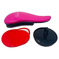 Gbs Wave Detangling 3In1 Hair Brush Set Pink