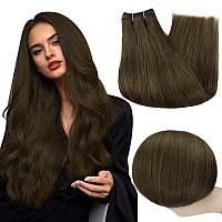 Full Shine Sew In Hair Extensions Real Human Hair Weft Extensions Real Remy Hair 3 Olive Brown Double Weft Full Head Set Straig