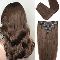 Clip In Hair Extensions Real Human Hair 120G 22 Inch Straight Clip Ins Remy Clip In Hair Extensions Black Women Seamless Clip In