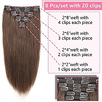 Clip In Hair Extensions Real Human Hair 120G 22 Inch Straight Clip Ins Remy Clip In Hair Extensions Black Women Seamless Clip In