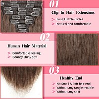 Clip In Hair Extensions Real Human Hair 120G 22 Inch Straight Clip Ins Remy Clip In Hair Extensions Black Women Seamless Clip In