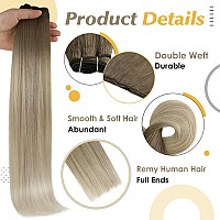 Full Shine Blonde Weft Hair Extensions Human Hair Brown Ombre Sew In Hair Extensions 18 Inch Light Brown Fading To Platinum Blon