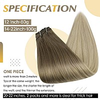 Full Shine Blonde Weft Hair Extensions Human Hair Brown Ombre Sew In Hair Extensions 18 Inch Light Brown Fading To Platinum Blon