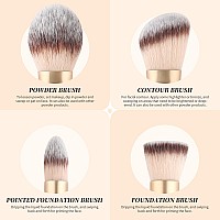 Ducare Makeup Brushes Duo End Foundation Contour Powder And Buffer Brush Bronzer Double Makeup Brush Set 2Pcs White