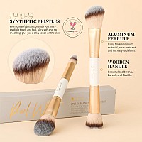 Ducare Makeup Brushes Duo End Foundation Contour Powder And Buffer Brush Bronzer Double Makeup Brush Set 2Pcs White