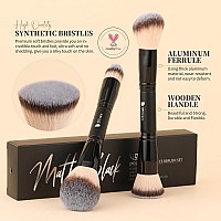 Ducare Makeup Brushes Duo End Foundation Contour Powder And Buffer Brush Bronzer Double Makeup Brush Set 2Pcs Black