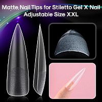 Inenk No C Curve Xxl Stiletto Nail Tips Full Matte Clear Full Cover Stiletto Flat Tips For Acrylic Nails Art Design Salons H