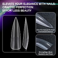 Inenk No C Curve Xxl Stiletto Nail Tips Full Matte Clear Full Cover Stiletto Flat Tips For Acrylic Nails Art Design Salons H