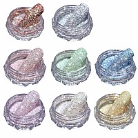 Gzmayuen Glitter Powder For Nails 8 Boxes Crystal Diamond Nail Art Shimmer Powder Nail Glitter Shiny Pigment Powder