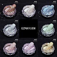 Gzmayuen Glitter Powder For Nails 8 Boxes Crystal Diamond Nail Art Shimmer Powder Nail Glitter Shiny Pigment Powder