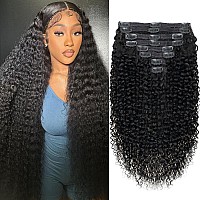 Curly Clip In Hair Extensions For Black Women 3C 4A Kinky Curly Human Hair Clip In Hair Extensions Natural Black Color Full Head