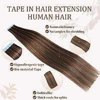 Icyfim 18Inch Tape In Hair Extensions Human Hair Dark Brown To Chestnut Brown 100 Remy Human Hair Extensions Real Human Hair So