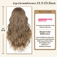 Sapphirewigs Glueless Headband Wig Long Body Wave Wig Synthetic Headband Wigs For Black Women Natural Brown With Blonde Tips Wav