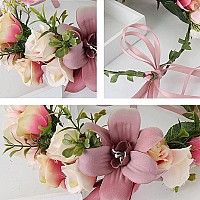 Ynimioaox Handmade Adjustable Flower Wreath Headband Halo Floral Crown Garland Headpiecea13Soft Pink