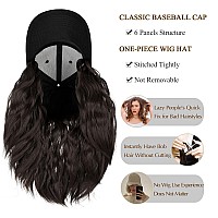 Qlenkay Baseball Cap With Hair Extensions 14Inch Wavy Curly Bob Hairstyle Adjustable Wig Hat Attached Synthetic Hairpiece For Wo