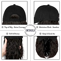 Qlenkay Baseball Cap With Hair Extensions 14Inch Wavy Curly Bob Hairstyle Adjustable Wig Hat Attached Synthetic Hairpiece For Wo