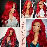 Red Lace Front Wigs Human Hair Pre Plucked Red Wig Human Hair 13X4 Body Wave Colored Wigs Human Hair 180 Density Hd Lace Red Fr