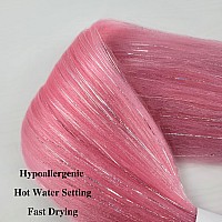 Pink Braiding Hair Pre Stretched Glitter Tinsel Hair Kanekalon Prestretched Braiding Hair Sparkle Tinsel Ez Braid Braiding Hair