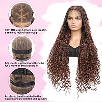 Kalyss 360 Hd Full Lace Knotless Boho Braided Wigs For Women Box Braid Wig With Baby Hair Human Hair Blended Long Brown Lace Fro