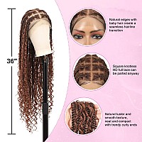 Kalyss 360 Hd Full Lace Knotless Boho Braided Wigs For Women Box Braid Wig With Baby Hair Human Hair Blended Long Brown Lace Fro