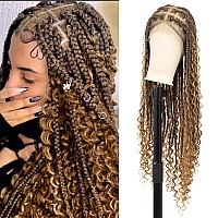 Kalyss 360 Hd Full Lace Knotless Boho Braided Wigs For Women Box Braid Wig With Baby Hair Human Hair Blended Long Light Brown La