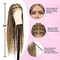 Kalyss 360 Hd Full Lace Knotless Boho Braided Wigs For Women Box Braid Wig With Baby Hair Human Hair Blended Long Light Brown La