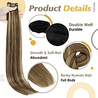 Full Shine Sew In Hair Extensions Real Human Hair 14 Inch Remy Straight Hair Extensions Brown Weft Hair Extensions Human Hair Br