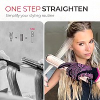 Tymo Ring Plus Ionic Hair Straightener Brush Straightening Comb With Negative Ions For Women Titanium Coating 9 Temp Setting