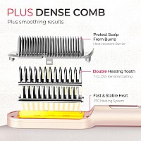 Tymo Ring Plus Ionic Hair Straightener Brush Straightening Comb With Negative Ions For Women Titanium Coating 9 Temp Setting