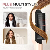 Tymo Ring Plus Ionic Hair Straightener Brush Straightening Comb With Negative Ions For Women Titanium Coating 9 Temp Setting