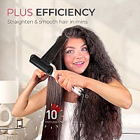 Tymo Ring Plus Ionic Hair Straightener Brush Straightening Comb With Negative Ions For Women Titanium Coating 9 Temp Setting