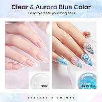 Mizhse 2Pcs Solid Builder Gel For Nails Kit 30G1Oz Clear Aurora Hard Gel For Nails 3D Nail Gel With Nail Forms 3D Silicone M