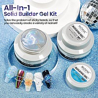 Mizhse 2Pcs Solid Builder Gel For Nails Kit 30G1Oz Clear Aurora Hard Gel For Nails 3D Nail Gel With Nail Forms 3D Silicone M