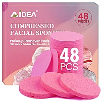 48Count Compressed Facial Sponges Pink Aidea Face Cleansing Pads 100 Natural Cellulose Cosmetic Spa Sponges For Facial Clean