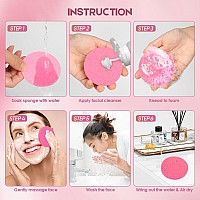 48Count Compressed Facial Sponges Pink Aidea Face Cleansing Pads 100 Natural Cellulose Cosmetic Spa Sponges For Facial Clean