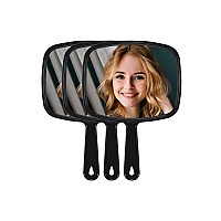 Mirrornova Hand Mirror Barber Hairdressing Handheld Mirror With Handle For Salon Square Black Largepack Of 3